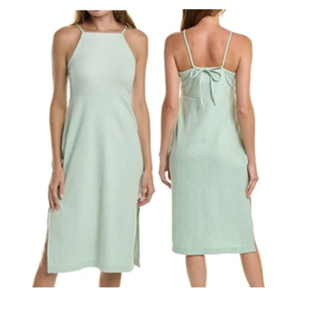 Madewell Mint Green Apron Cami Midi Crosshatch Texture Dress (M)